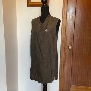 Bryn Walker 100% Linen Sleeveless Tunic Dark Olive